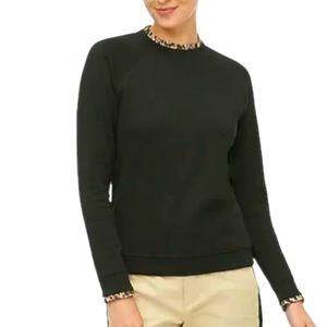 JCrew black and animal print sweater